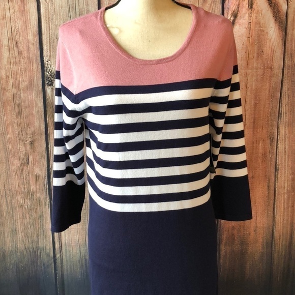 𝅺nwt Allison Brittney Size Large Dress Color Bock and Striped 3/4 Sleeves - Picture 3 of 6